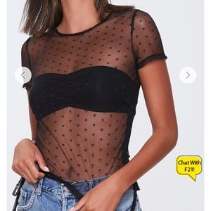 Sheer Swiss Dot Mesh Tee